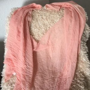 Large peach, gauze scarf/wrap. Light weight.